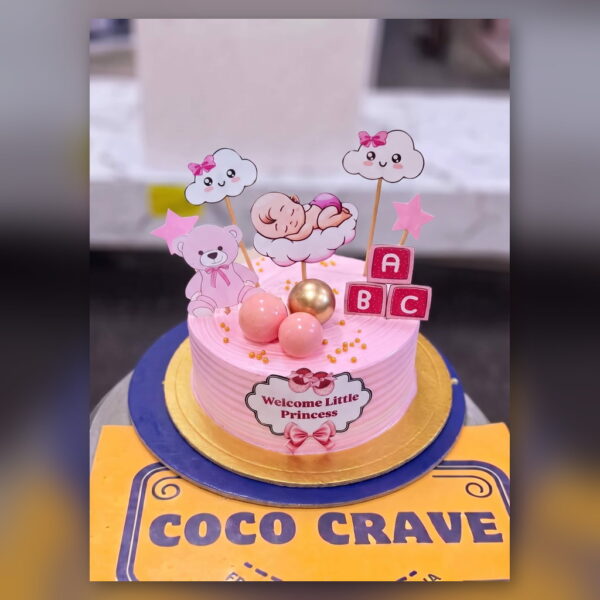 Pink Welcome Baby Princess Cake in Lahore — delivered in Lahore