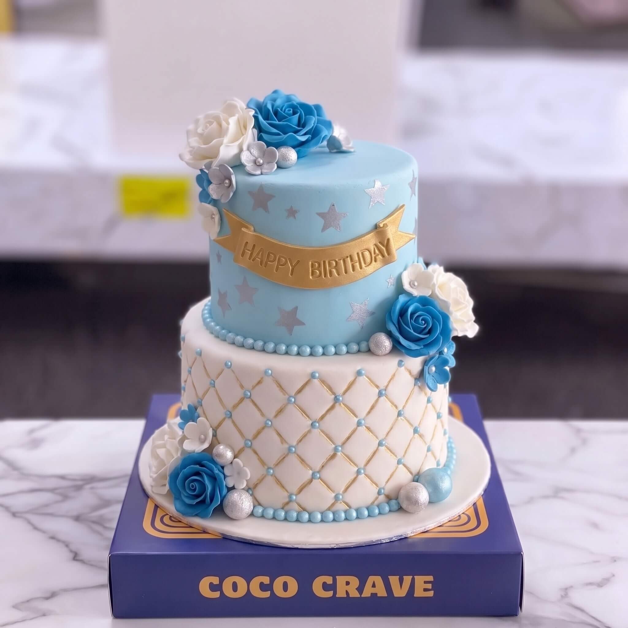 Powder Blue Floral Tiered Bridal Cake in Lahore Powder Blue Floral Tiered Bridal Cake in Lahore — CocoCrave Lahore