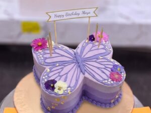 Purple Butterfly Shaped Birthday Cake in Lahore