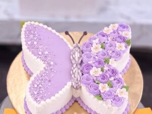 Purple Butterfly Shaped Cake in Lahore