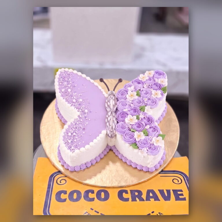 Purple Butterfly Shaped Cake in Lahore