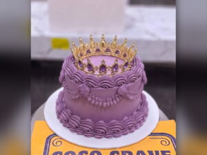 Purple Piped Crown Cake in Lahore — CocoCrave.pk Lahore