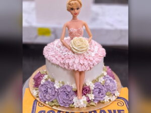Purple Rosette Doll Cake in Lahore