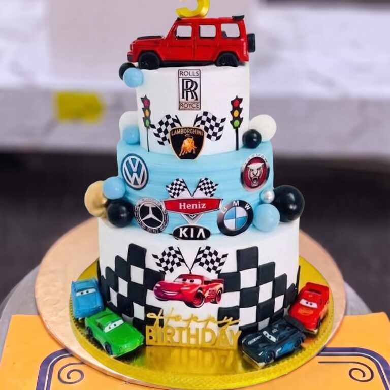 Racing Cars Red and White Cake in Lahore