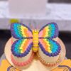 Rainbow Butterfly Shaped Birthday Cake in Lahore 2 Rainbow Butterfly Shaped Birthday Cake in Lahore by CocoCrave.pk — single tier butterfly cake