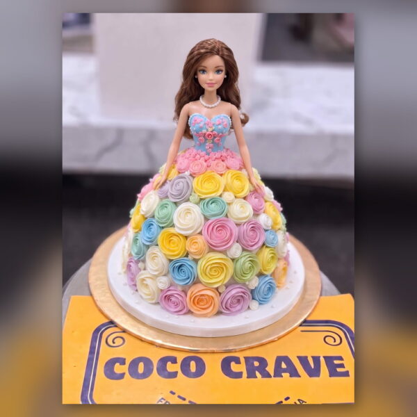Rainbow Rosette Doll Cake in Lahore — delivered in Lahore