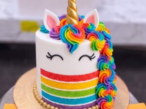 Rainbow Stripe Unicorn Cake in Lahore