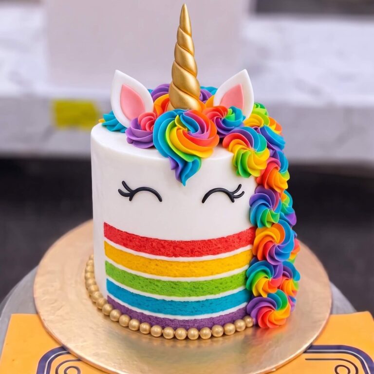 Rainbow Stripe Unicorn Cake in Lahore