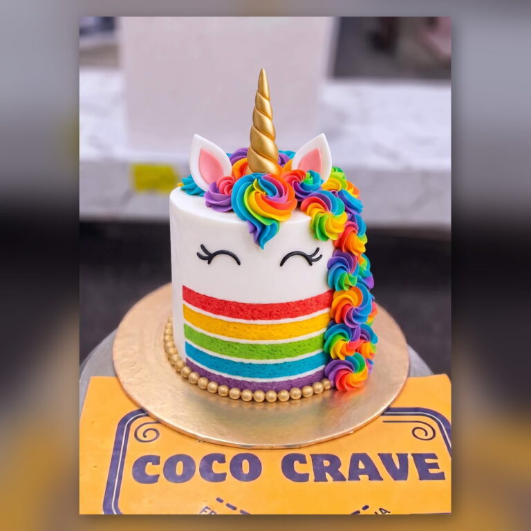 Rainbow Stripe Unicorn Cake in Lahore