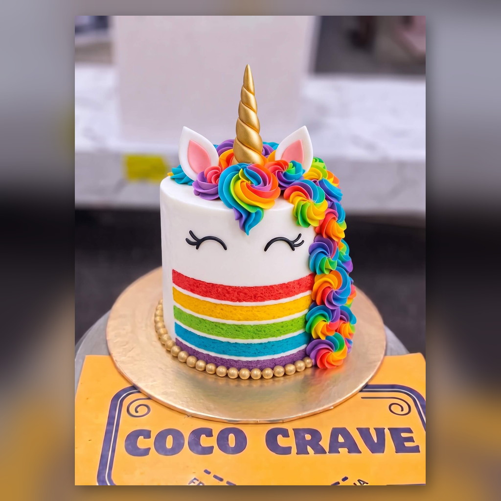 Rainbow Stripe Unicorn Cake in Lahore Rainbow Stripe Unicorn Cake in Lahore — CocoCrave.pk Lahore