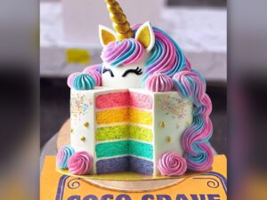 Rainbow Unicorn Cutaway Cake in Lahore