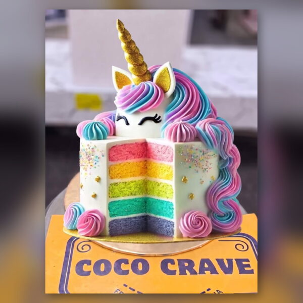 Rainbow Unicorn Cutaway Cake in Lahore — delivered in Lahore