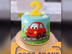 Red Car Second Birthday Cake in Lahore