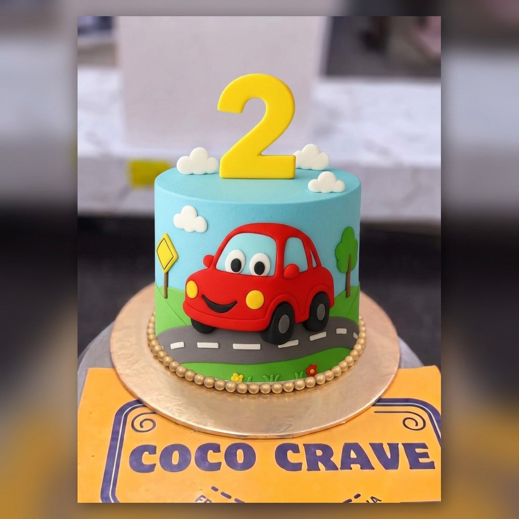 Red Car Second Birthday Cake in Lahore Red Car Second Birthday Cake in Lahore — CocoCrave Lahore