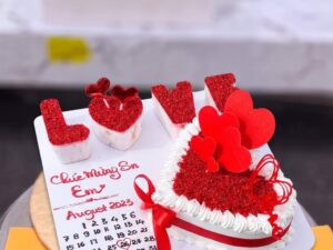 Red Love Letters Heart Cake in Lahore