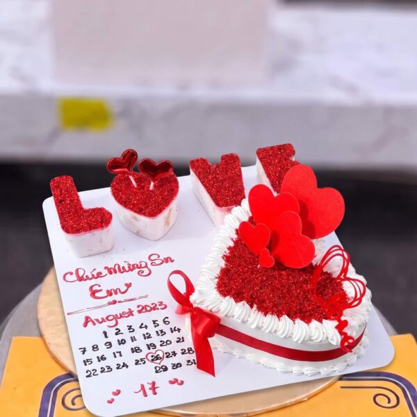 Red Love Letters Heart Cake in Lahore — delivered in Gulberg, Lahore