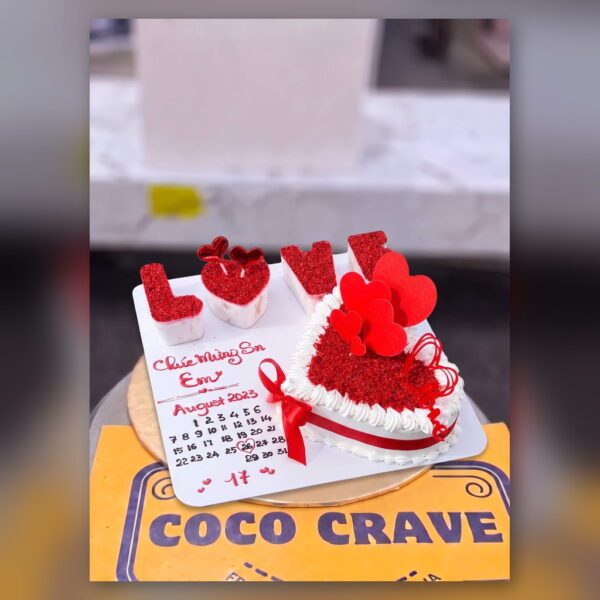 Red Love Letters Heart Cake in Lahore — delivered in Lake City, Lahore