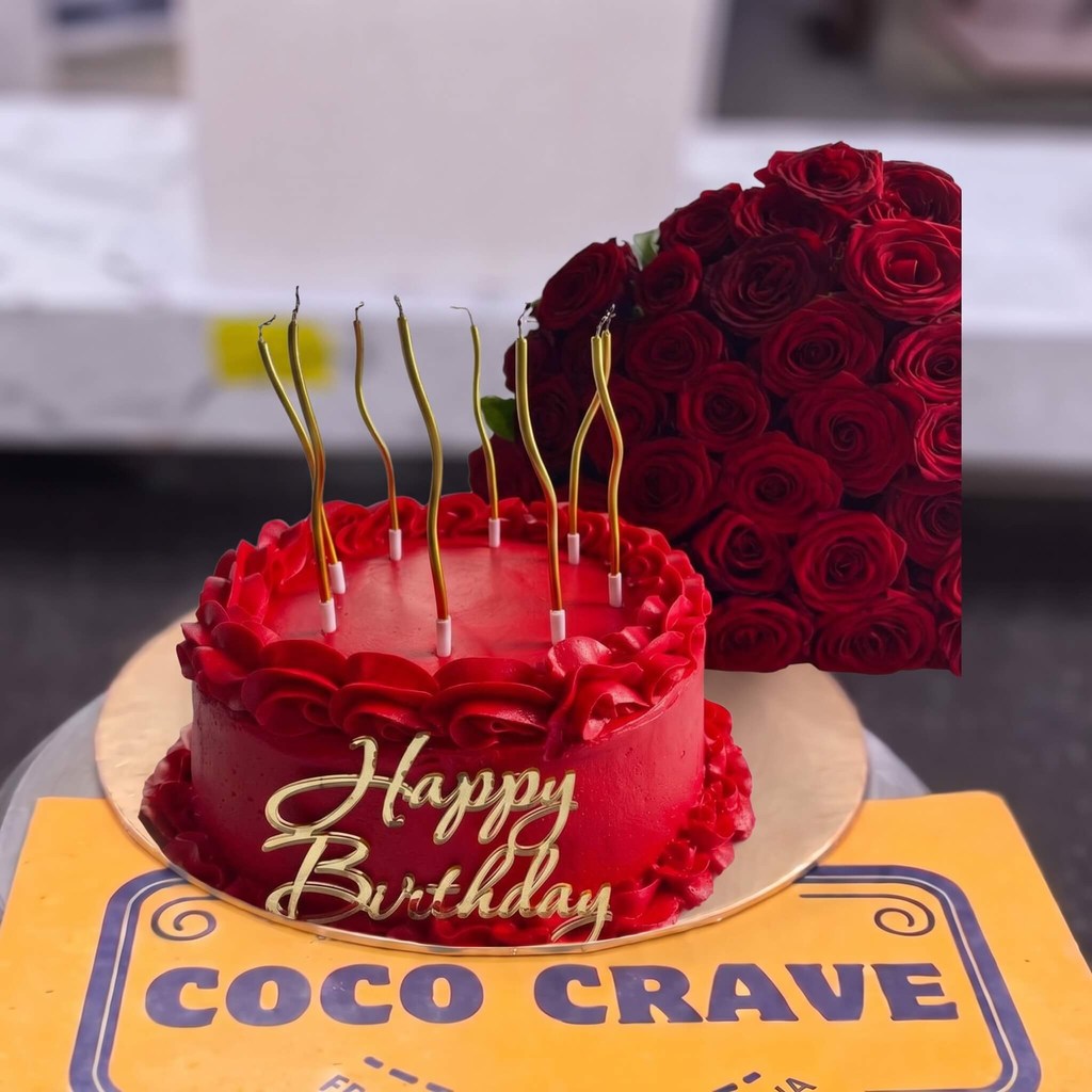 Red Rose Candle Cake and Rose Bouquet Set in Lahore Red Rose Candle Cake and Rose Bouquet Set in Lahore — CocoCrave Lahore
