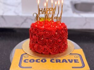 Red Rosette Candlelight Birthday Cake in Lahore
