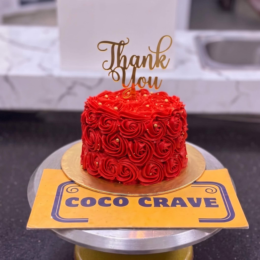 Red Rosette Thank You Cake in Lahore Red Rosette Thank You Cake in Lahore — CocoCrave Lahore