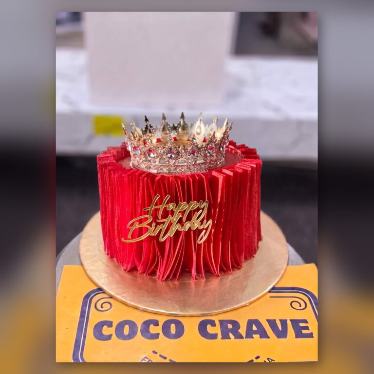 Red Ruffle Crown Cake in Lahore