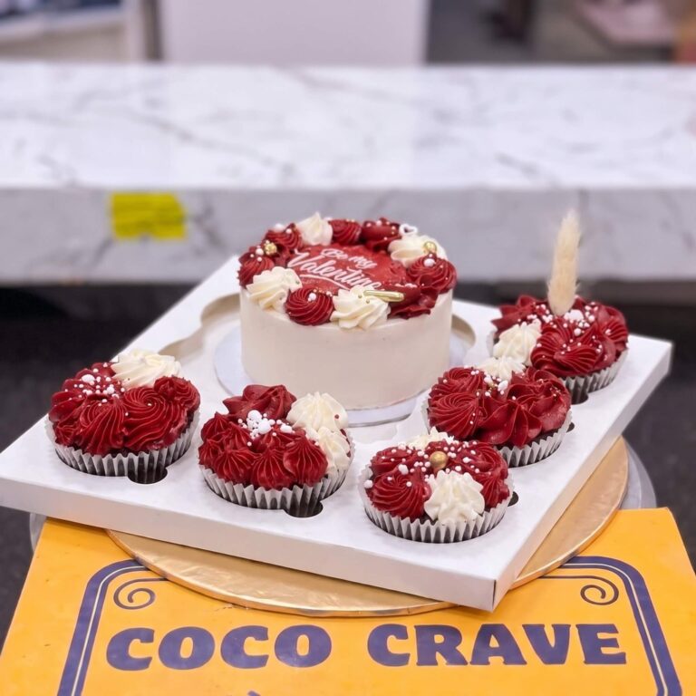 Red Velvet Cake and Matching Cupcake Platter in Lahore