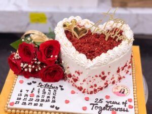 Red Velvet Heart Anniversary Cake Combo in Lahore