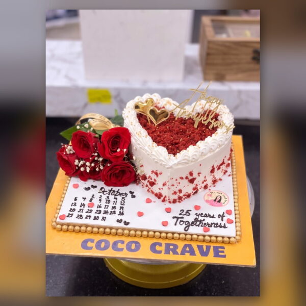 Red Velvet Heart Anniversary Cake Combo in Lahore — delivered in Lake City, Lahore