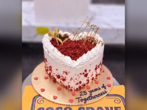 Red Velvet Heart Anniversary Cake in Lahore