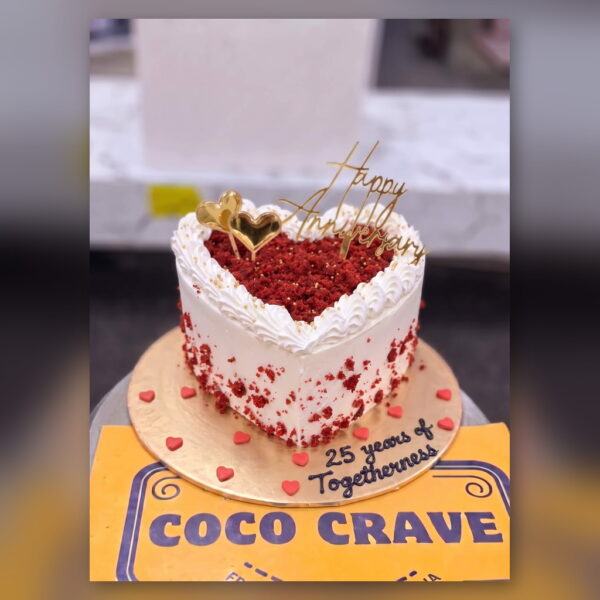 Red Velvet Heart Anniversary Cake in Lahore — delivered in Lahore Cake Delivery Dha, Lahore