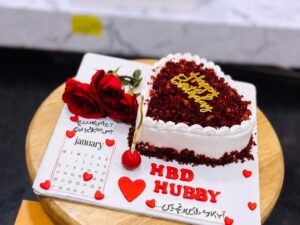 Red Velvet Heart Cake for Husband in Lahore