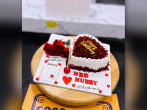 Red Velvet Heart Cake for Husband in Lahore