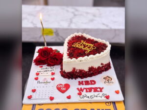Red Velvet Heart Cake for Wife in Lahore