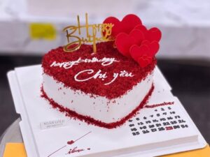 Red Velvet Heart Cake with Roses in Lahore