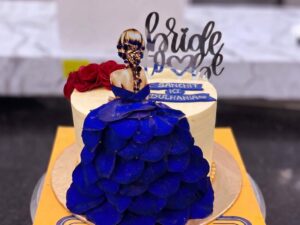 Royal Blue Ruffle Cake for Bride in Lahore