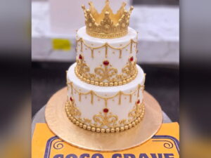 Royal Gold Two Tier Crown Cake in Lahore — CocoCrave.pk Lahore