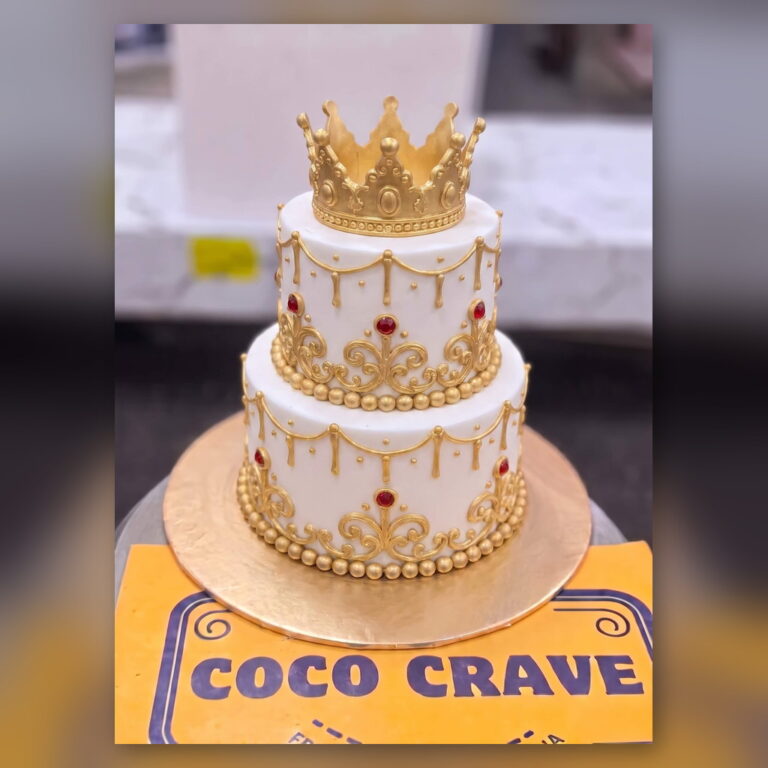 Royal Gold Two Tier Crown Cake in Lahore