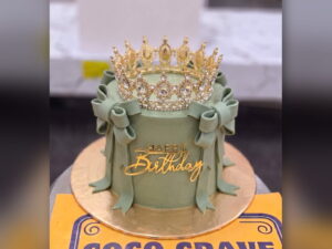 Sage Green Bow Crown Cake in Lahore