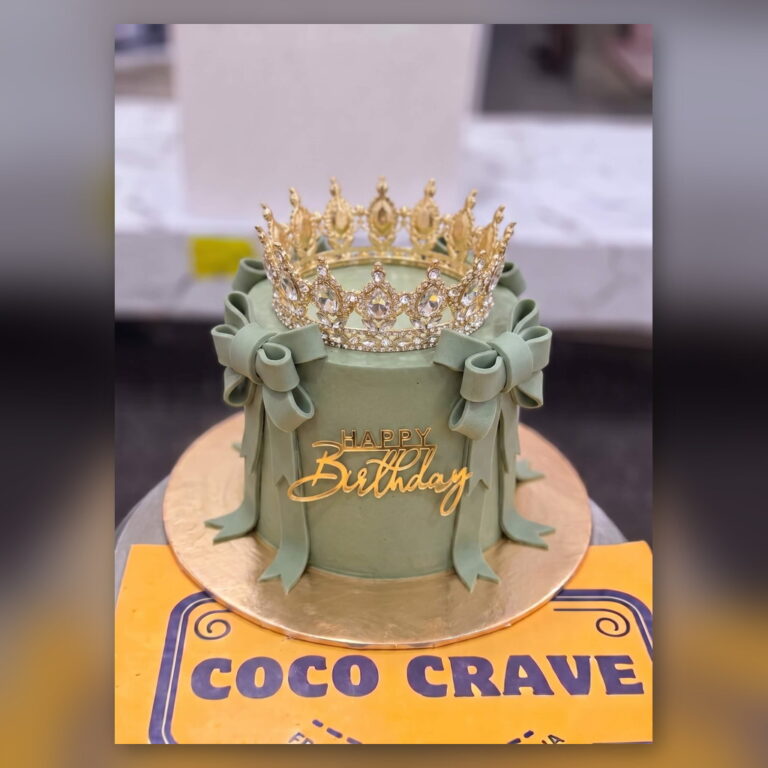 Sage Green Bow Crown Cake in Lahore