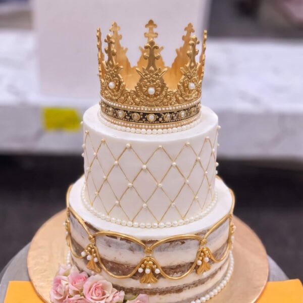 Semi Naked Two Tier Crown Cake in Lahore — delivered in Gulberg, Lahore
