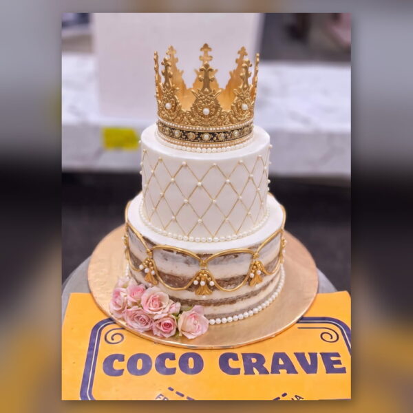 Semi Naked Two Tier Crown Cake in Lahore — delivered in Lahore Cake Delivery Dha, Lahore