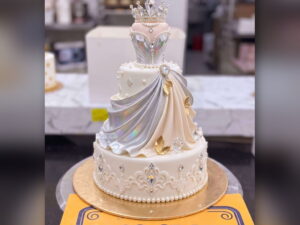 Silver Gown Princess Crown Cake in Lahore — CocoCrave.pk Lahore