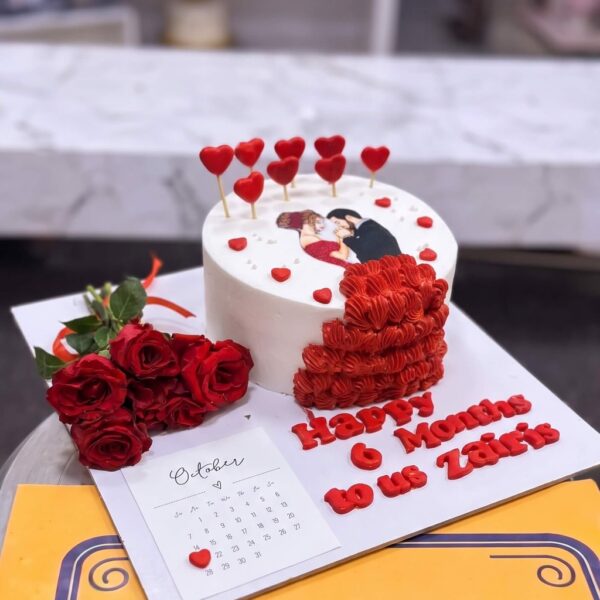Six Month Anniversary Heart Cake in Lahore — delivered in Gulberg, Lahore