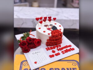 Six Month Anniversary Heart Cake in Lahore