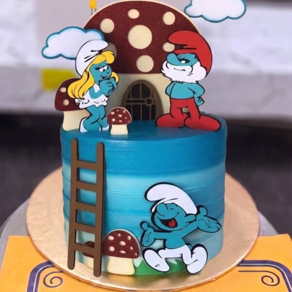 Smurfs Mushroom House Cake in Lahore — delivered in Eme Society, Lahore
