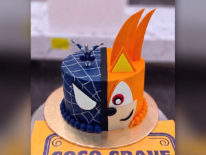 Sonic and Shadow Split Face Birthday Cake Design 2 in Lahore
