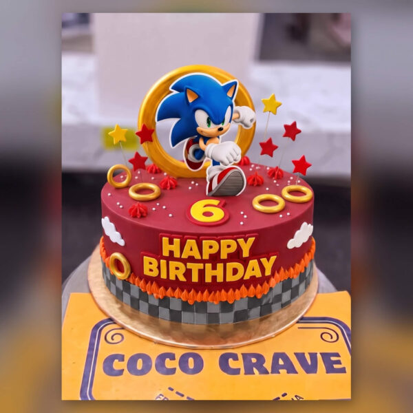 Sonic Red and Blue Birthday Cake in Lahore — delivered in Lahore