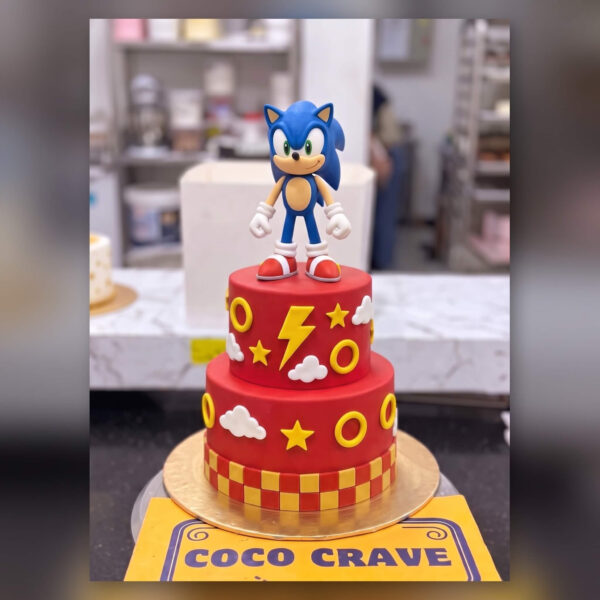 Sonic Red Two Tier Birthday Cake in Lahore — delivered in Lahore
