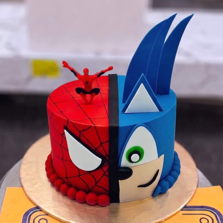 Spiderman and Sonic Split Face Cake in Lahore