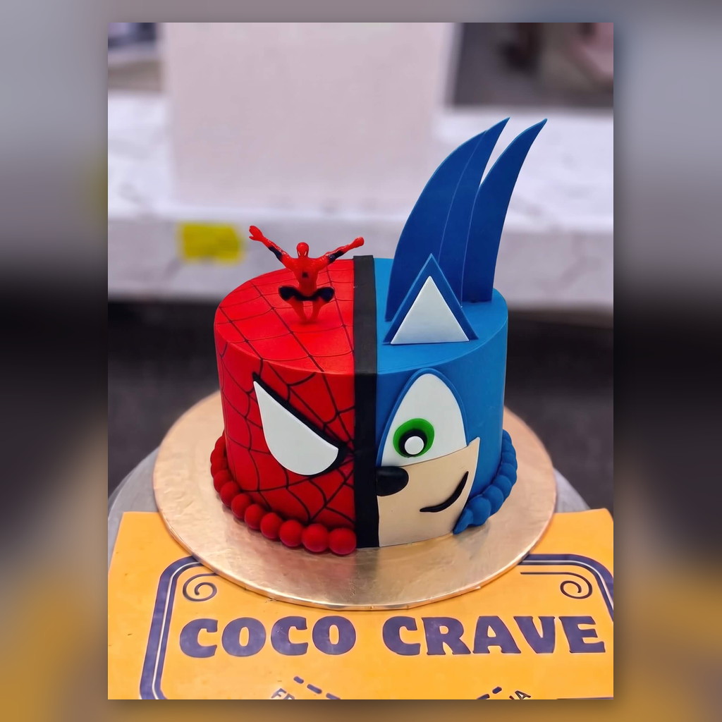 Spiderman and Sonic Split Face Cake in Lahore Spiderman and Sonic Split Face Cake in Lahore — CocoCrave.pk Lahore